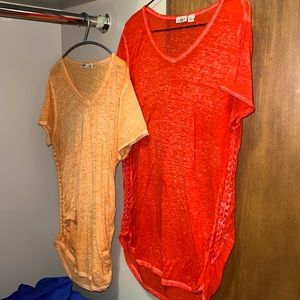 Two XL Woman’s T-shirts Red & Orange